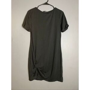 Emery Rose Black Short Sleeve Twisted Knot Side Ruching Dress M NWT